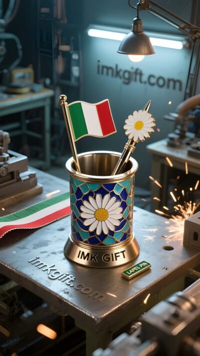 in994-Portapenne-con-bandiera-tricolore-e-margherita-Scrivere-sulla-tenacia-e-la-speranza-della-vita