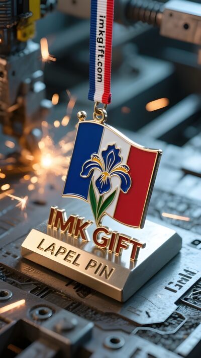 in991-Presse-papier-Iris-et-drapeau-tricolore-Gravure-de-l-39-éternité-dans-la-turbulence